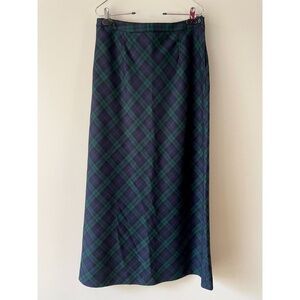 vintage J Crew tartan holiday skirt maxi skirt size M 8/10 100% wool fully lined